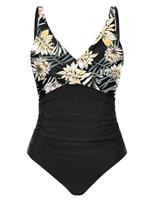 Tuopuda Women's One Piece Swimsuit V Neck Swimming Costume Tummy Control Ruched Modest Swimwear Ladies Padded Bathing Suit Push Up Swimsuits