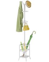 FAVOOSTY Coat Stand Coat Rack with 12 Hooks, Free standing Clothes Clothing Rack with Umbrella Holder, Hats, Bags for Hallway Bedroom Living Room Office
