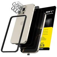 NEW'C 3x for iPhone 14 Screen Protector (6.1 inches)+ 3x Camera Lens Protector, Sensor Protection + Dust Plug - Case Friendly Tempered Glass Film, Ultra Resistant