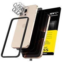 NEW'C 3x for iPhone 15 Plus Screen Protector (6.7 inches)+ 3x Camera Lens Protector, Sensor Protection, Case Friendly Tempered Glass Film + Dust Plug- Easy installation tool include