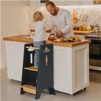 COSYLAND Toddler Standing Tower Adjustable Height - Kitchen step Stool Helper Super Stable - 3 Levels Adjustable Kids Learning Stool for Kitchen Stool Natural White,Large