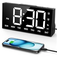 GOLOZA Digital Alarm Clocks for Bedrooms, Digital Clock with 4 Level Brightness +OFF, Dual Customizable Alarms, USB Port, Power-Off Memory, Snooze, DST, 12/24H, Desk Clock for Kids Adults Elderly