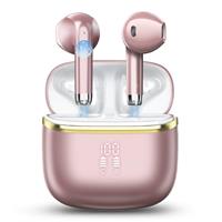 Wireless Earbuds, Bluetooth 5.3 Headphones with 4 ENC Noise Cancelling Mic, HiFi Stereo Deep Bass, IP7 Waterproof Bluetooth Earphones, 40H Playtime, Bluetooth Earbuds Dual LED Display, USB-C, Rose