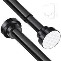 Stainless Steel Extendable Shower Curtain Rod Tension Pole, including 2 Holder,Net Voile Curtains Rail,Adjustable Telescopic Rods Extendable for Kitchen Cupboard Bathroom Window(132cm-195cm) Black