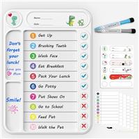 2 Pcs Magnetic Chore Chart for Kids, ADHD Task Tracker Easy-Check Routine Dry Erase Board, to-Do List Planning Tool with Stand for Fridge/Desk/Home/School, 12 Reusable Sheets, 4 Markers-Wool White