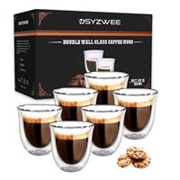 DSYZWEE UK Double Walled Glass Coffee Mugs