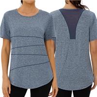 Terecey Gym Tops for Women, Gym Shirts Short Sleeve Lightweight Moisture Running Yoga Top Quick Dry Back Mesh Loose Fit Sports T-Shirt for Ladies S-3XL