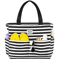 HOMESPON Large Waterproof Beach Tote Bag for Women with Zip and Pockets Foldable Handbag for Travel Pool Shopping Holiday Gym