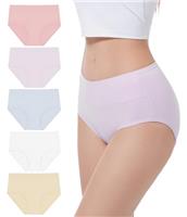 YESWEL Women's Knickers High Waisted Cotton Underwear Ladies Pants Tummy Control Multipack of 5 (S-3XL)