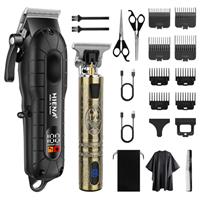 HIENA PRO Hair Clippers Men Cordless Beard Trimmer Men for Barber Clippers Set Full Hair Cutting Kit with USB Charging and LED Display