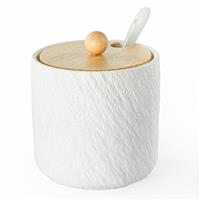 mehrido Porcelain Sugar Bowl with Lid and Spoon, 400ml Ceramic Sugar Container for Kitchen and Home, Farmhouse Sugar Jars for Coffee Bar