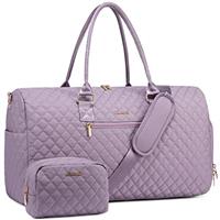 LOVEVOOK Travel Bag Gym Bag for Women, Weekend Hand Luggage Duffel Bag Hospital Overnight Bag with Shoe Compartment & Wet Pocket for Sports, Waterproof Carry on Holdall for Plane Cabin