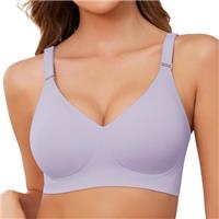 Xnova Womens Bras Seamless Full Coverage Ladies Non Wired Support V Neck Padded Comfort Sleeping Bra Soft T Shirt Bra Wireless Zero Feel Bralettes