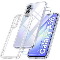 Qasyfanc Matt Cover Case Compatible with Samsung Galaxy S25 5G with 2 Pack Tempered Glass Screen Protector, Non-Yellowing Shockproof Phone Bumper Cover Hard PC Anti-Scratch Case Pink