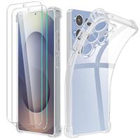 Giolus 4-in-1 Case with 3 Pack Screen Protector, Crystal Clear Shockproof Phone Case with Built-in Camera Lens Protector, Soft TPU Bumper Anti-Scratch Silicone Cover