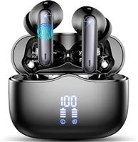 Wireless Earbuds, Bluetooth 5.4 in Ear Headphones HiFi Stereo Deep Bass, 40H Playtime Ear Buds with 4 ENC Noise Canceling Mic, LED Display USB-C, Ultra Light, IP7 Waterproof Wireless Earphones, White