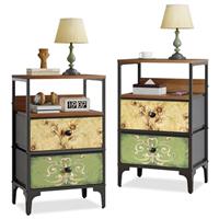 LYNCOHOME Bedside Tables Set of 2,Nightstand with 3 Drawers,Fabric Storage Cabinet Drawers,Furniture Sets for Bedroom,LivingRoom,Nursery,2 Pack