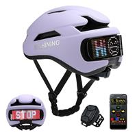 TMEOIIPY Smart App Program Bike Helmet, Back LED Lights Display with USB Rechargeable, Road Bicycle Helmets for Adults: Men, Women, with Turn Signals Remote Control