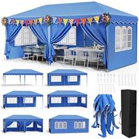 Pop up Gazebo 3x6m, Waterproof 420D Oxford Tent with 6 Removable Sidewalls & Windows, Adjustable Height (250-270cm), UV 50+ Protection, Sturdy Steel Frame for Garden, Parties, Markets