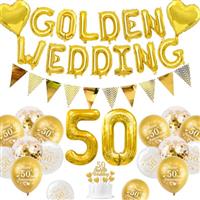 Wedding Decorations, Wedding Anniversary Decorations Wedding Balloons Happy Anniversary Balloons Metallic Gold White Balloons Banner Wedding Cake Topper