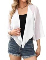 Aottori Chiffon Bolero Shrugs for Women Summer Cropped Cardigan Ladies 3/4 Sleeve Open Front Sheer Shawl Tops for Evening Wedding Dress