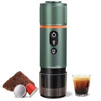 CONQUECO Portable Coffee Machine Travel - 12v Car Espresso Maker with Battery for Camping - Small Electric - 3 Mins Heating - Rechargeable USB Charging