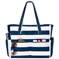 oscaurt Large Beach Bags for Women with 8 Pockets, Waterproof Sandproof Summer Beach Tote Holiday Travel Essentials Shopping Bag Handbags for Pool Gym