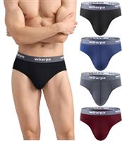 wirarpa Men's Underwear Briefs Modal Underpants Soft Wide Waistband Underwear Basic No Fly 4 Pack