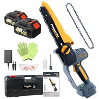 Prunarbo Battery Chainsaw Cordless 8 inch, Brushless Electric Hand Chain Saw, 2Pack 4Ah Batteries with Replacement Chain for Cut Wood Tree Trimming