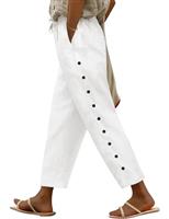 Yuson Girl Womens Wide Leg Trousers with Elasticated Waist & Drawstring Cropped Trousers Ladies Casual Lightweight Palazzo Trousers Summer Loose Lounge Pants for Beach Holidays Work