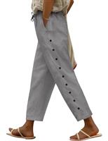 Yuson Girl Womens Wide Leg Trousers with Elasticated Waist & Drawstring Cropped Trousers Ladies Casual Lightweight Palazzo Trousers Summer Loose Lounge Pants for Beach Holidays Work