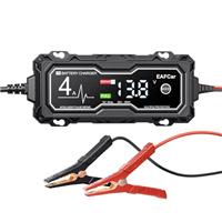 EAFCar 4Amp 12V Car Battery Charger, Trickle Charger for Car, Motorcycle, Boat, Mower Battery with Intelligent Charging, Repairs, Maintains Lead Acid Batteries