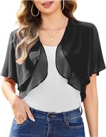 Aottori Bolero Shrug for Women Summer Chiffon Cardigans UK Ladies Short Sleeve Open Front Sheer Shawl Tops Thin Cropped Cardigan Jackets Evening Wedding