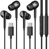USB C Headphones for Samsung S23 FE S22 S21 S20 A53 A54, Wired Earbuds in-Ear USB C with Mic & In-Line Controls HiFi Stereo Type C Earphones for iPhone 16/15 Pro Max Pixel 6 6a 7a 8 5, Android 2 Pack