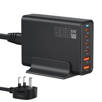 200W USB C Fast Charger Plug, 6-Port GaN III Charging Station PD 100W 65W 44W 20W Laptop & Phone Charger + 18W QC, Compatible with MacBook Pro/Air,Dell XPS, iPhone 15/16/14/ Pro, iPads, Steam Deck