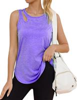 Gyabnw Gym Tank Tops for Women UK Sports Vest Sleeveless Shirt Summer Workout Running Tee Shoulder Hole XS-3XL