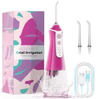 Water Flosser for Teeth Cordless Oral Irrigator Dental Flosser, 350ML Portable flossers for Teeth Care Home Use and Travel, 3 Modes, Rosy Red