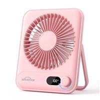 WHATOOK Mini Desk Fan USB: Rechargeable Portable Fans,Quiet 100-Speed Desktop Fan with LED Display, Child-Safe Grille Cooling Table Fan for Home, Office & Travel