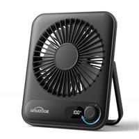 WHATOOK Mini Desk Fan USB: Rechargeable Portable Fans,Quiet 100-Speed Desktop Fan with LED Display, Child-Safe Grille Cooling Table Fan for Home, Office & Travel