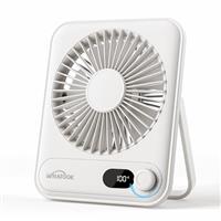 WHATOOK Mini Desk Fan USB: Rechargeable Portable Fans,Quiet 100-Speed Desktop Fan with LED Display, Child-Safe Grille Cooling Table Fan for Home, Office & Travel
