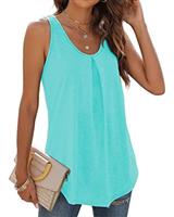 WIHOLL Ladies Tops Sleeveless Pleated Curved Hem Vest Casual Loose Tank Tops 2025 Summer Trendy
