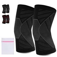360 RELIEF - 1 Pair Knee Support for Women & Men, Compression Knee Sleeves for Sports, Running, Squats, and Workouts, Flexible & Comfortable Fit + Laundry Bag