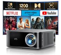 NetfIix Officially & 36W DoIby AudioProjector, 1200ANSI Smart Projectors 4K Supported with Auto Focus & Keystone, Two-Way Bluetooth WiFi Projector Built-in Apps, Home Cinema Projectors for Bedroom