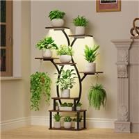 POZILAN Plant Stand Indoor with Grow Light, 8 Tiered Plant Shelf Indoor, 122cm Metal Corner Plant Shelves for Multiple Plant, Plant Holder Flower Stand Display Rack for Patio, Balcony, Living Room