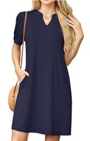 GRECERELLE Womens Dresses Summer Casual Short Sleeve V Neck Shift Dress for Women Ladies T Shirt Dress with Pockets