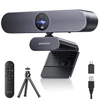 DEPSTECH DW50 Pro Webcam 4K, Ultra HD Webcam for PC, 1/2.55" Sony Sensor, 3 x Zoom in, Dual Noise-Canceling Microphones, Remote Control, Autofocus Streaming Computer Camera for Laptop Mac, Teams, Zoom