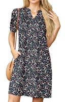 GRECERELLE Womens Dresses Summer Casual Short Sleeve V Neck Shift Dress for Women Ladies T Shirt Dress with Pockets