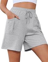 Aottori Women's Running Shorts High Waist Gym Lounge Shorts Summer Cotton Sweat Jogging Sport Workout with Pockets