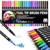 Dual Tip Colouring PensFelt Fine & Brush Tip Pens for Adults,Art Coloured Markers Pens for Drawing Colouring Books Calligraphy Painting Sketching