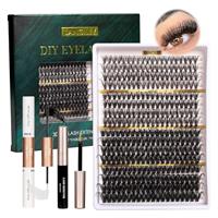 Lanciley DIY Lash Extension Kit Individual Lashes Soft Light Thin Band Cluster Lashes Easy to Apply at Home
